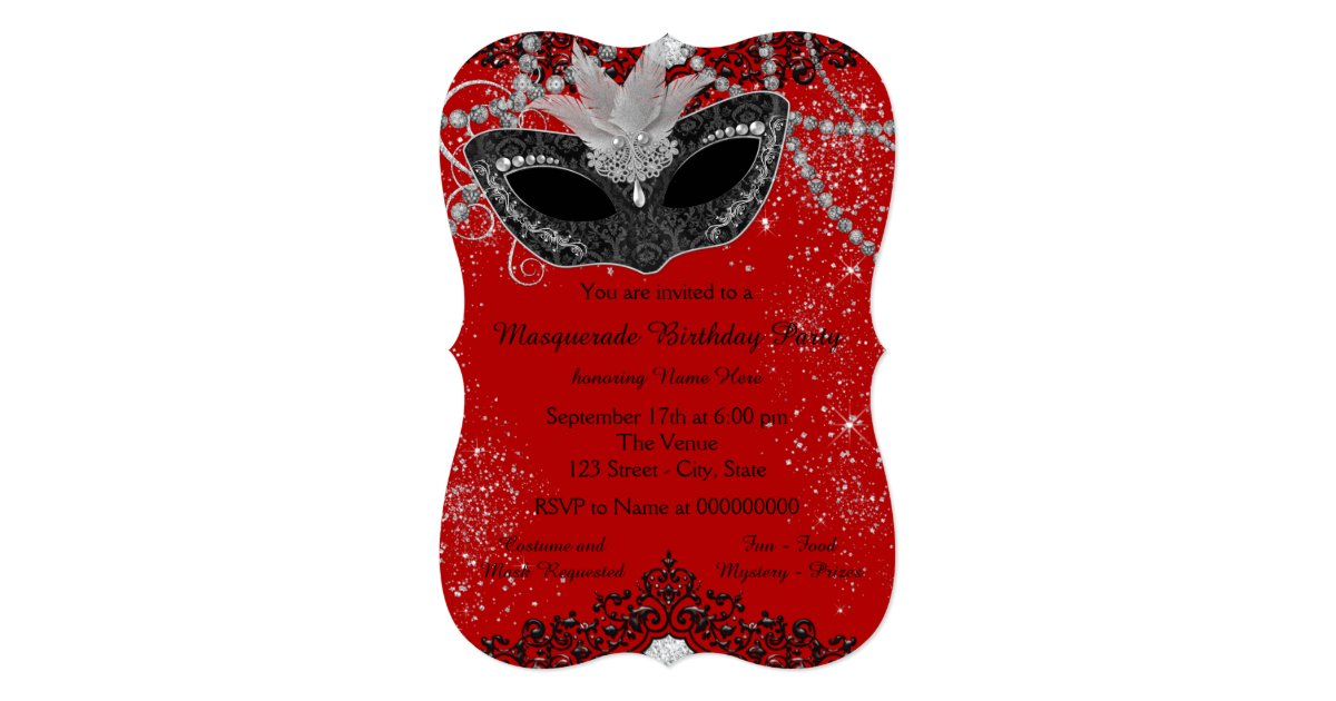 Red and Black Masquerade Party Invitation | Zazzle.com