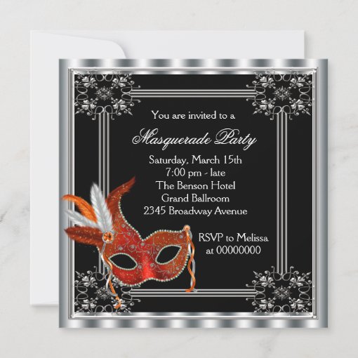 Red and Black Masquerade Party Invitation | Zazzle