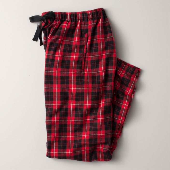 red and black plaid pajama pants