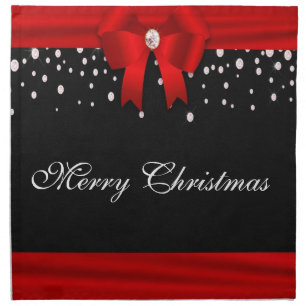 Red and Black Merry Christmas Cloth Napkin