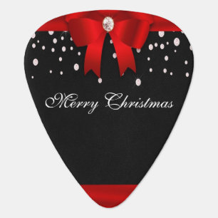 Red and Black Merry Christmas Guitar Pick