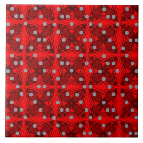 Red and Black Mid Century Modern Pattern Ceramic Tile