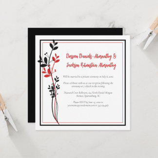 Red and Black Modern Botanical Reception Only | Invitation