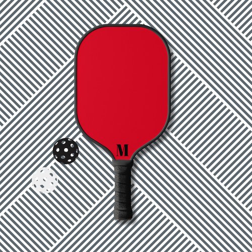 Red and Black Modern Monogram Pickleball Paddle