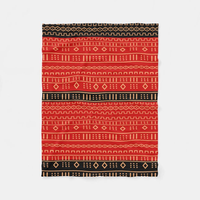 Red and Black Modern Mudcloth Blanket (Front)