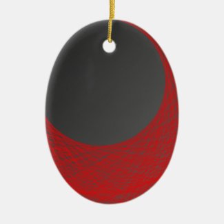red and black moon ceramic ornament