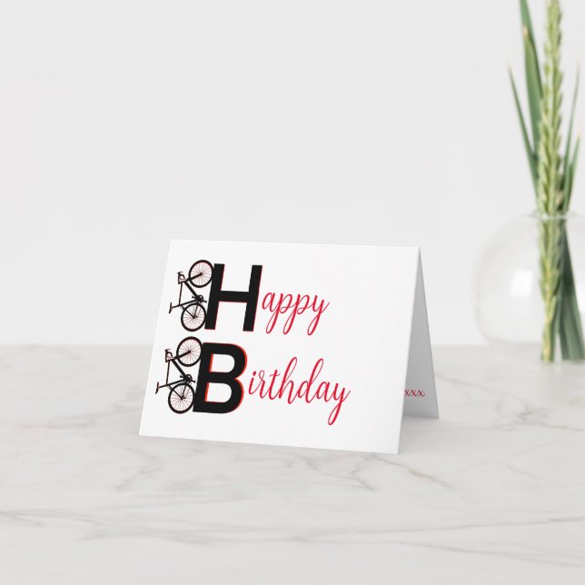 Red and black mountain bike MTB happy birthday Card (Front)