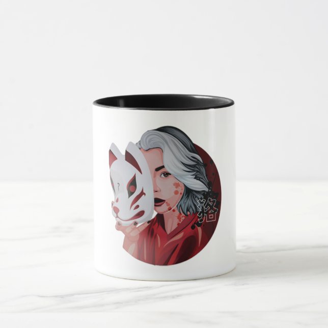 Red and Black Mujina Illustration Mug (Center)
