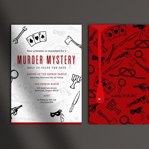 Red and Black Murder Mystery Invitation