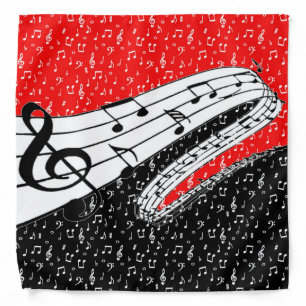 Red and black music theme bandana