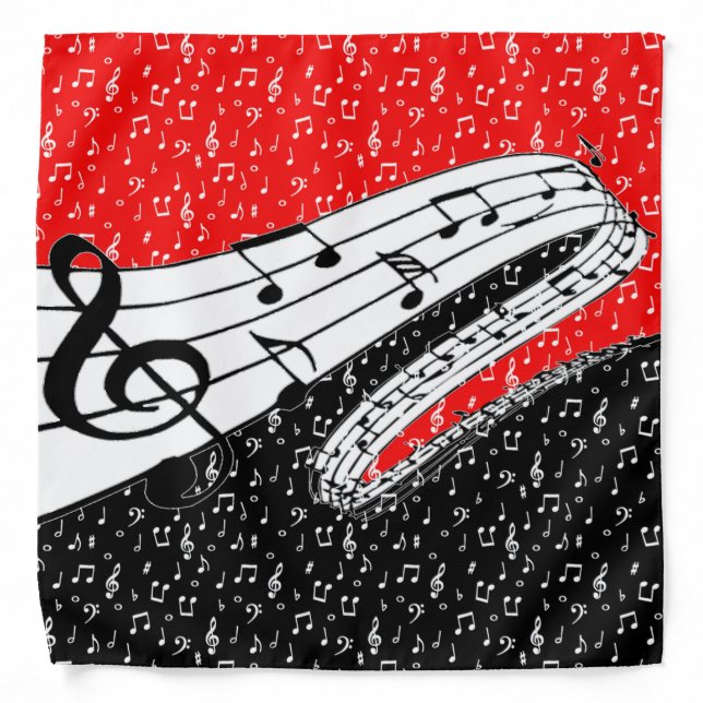 Red and black music theme bandana (Front)