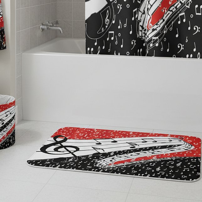 Red and black music theme bathroom mat (Creator Uploaded)