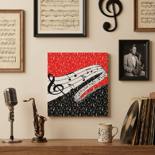 Red and black music theme canvas print