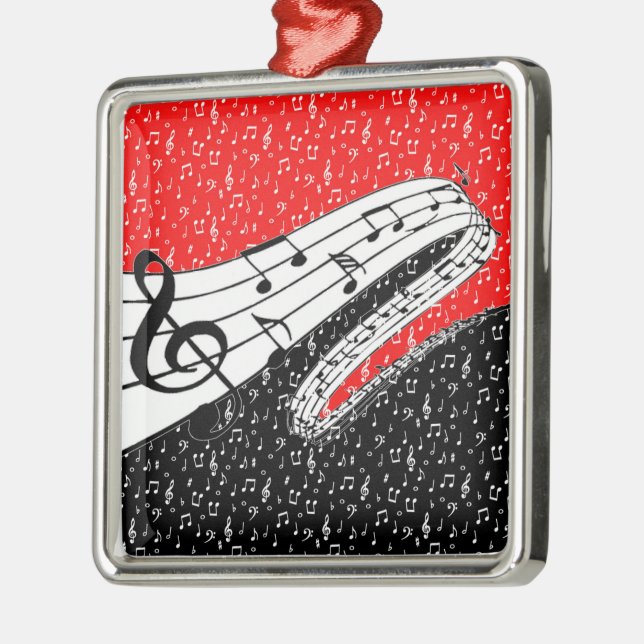 Red and black music theme metal ornament (Left)