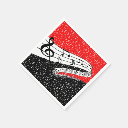 Red and black music theme napkins