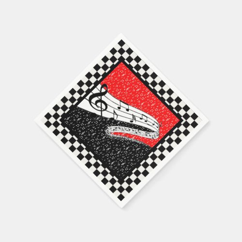 Red and black music theme napkins