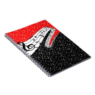 Red and black music theme notebook