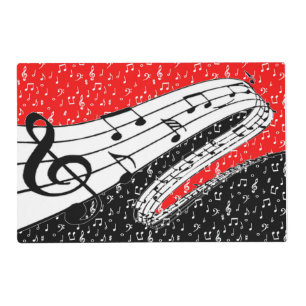 Red and black music theme placemat