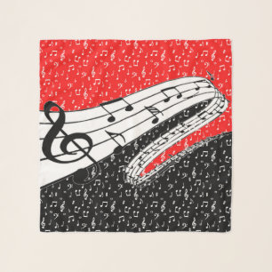 Red and black music theme scarf
