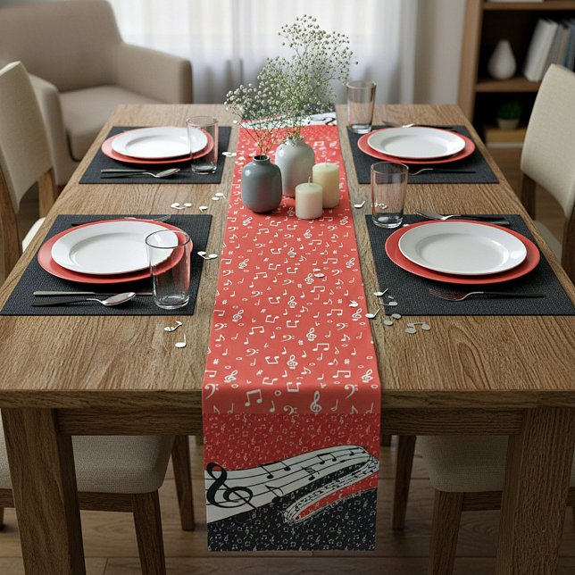 Red and black music theme short table runner (Creator Uploaded)