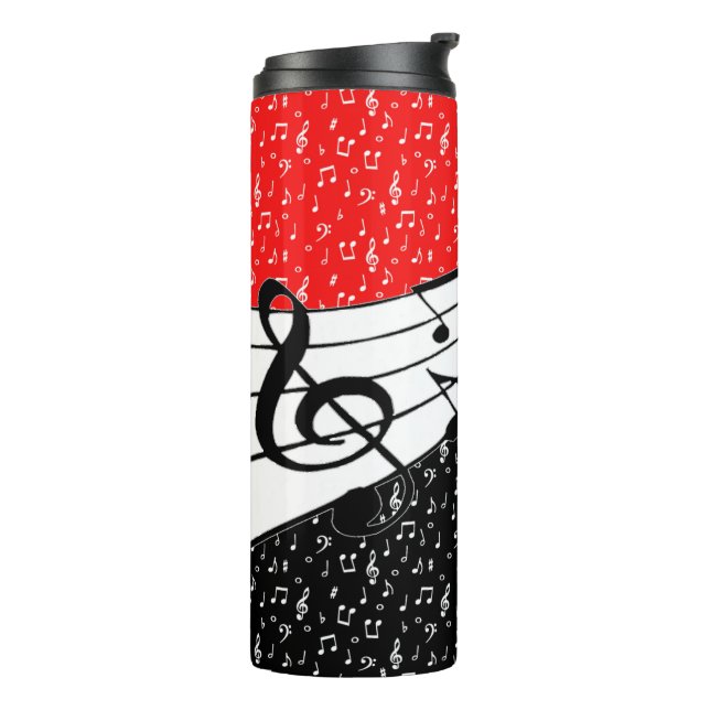 Red and black music theme thermal tumbler (Rotated Left)