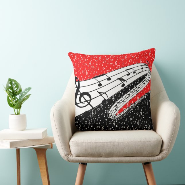 Red and black music theme throw pillow (Chair)