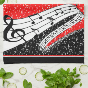 Red and black music theme towel