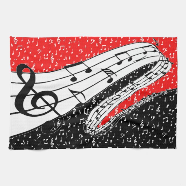 Red and black music theme towel (Horizontal)