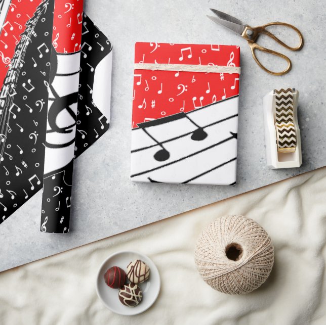 Red and black music theme wrapping paper (Crafts)