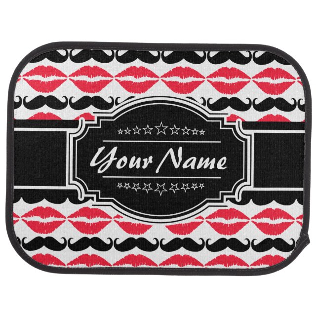 Red and Black Mustache & Lips Car Floor Mat (Rear)