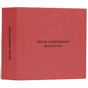 Red and black natural faux linen texture 3 ring binder