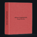 Red and black natural linen texture mini binder<br><div class="desc">Elegant red linen texture print with customizable black text. Simple,  elegant,  organic look.</div>