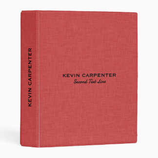 Red and black natural linen texture mini binder