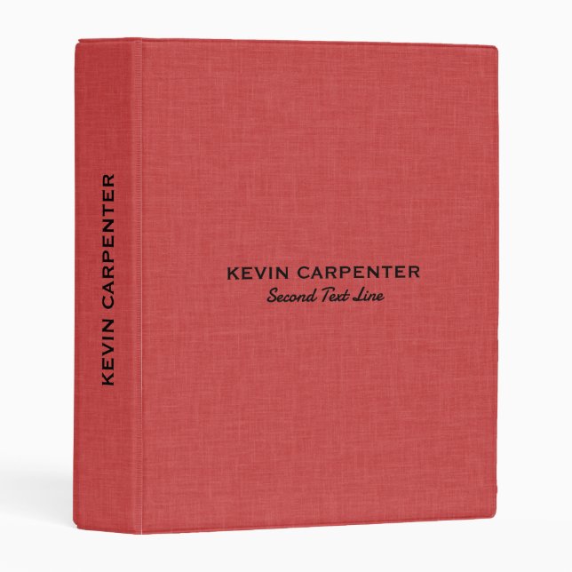 Red and black natural linen texture mini binder (Front/Spine)