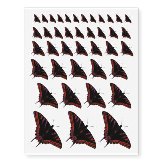 Red and black neon butterfly temporary tattoos