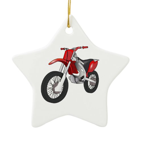 Red and Black Off-Road/Enduro Motorcycle Ceramic Ornament
