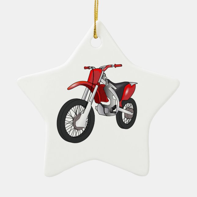 Red and Black Off-Road/Enduro Motorcycle Ceramic Ornament (Front)