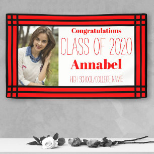 Red and Black One Photo Geometric Grad Banner