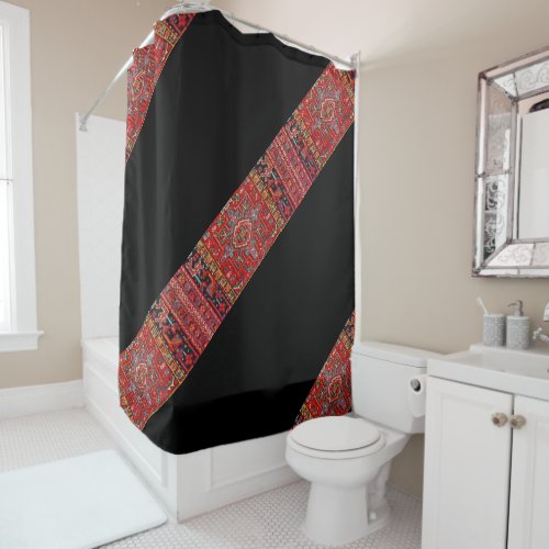 Red and Black Oriental Persian    Shower Curtain