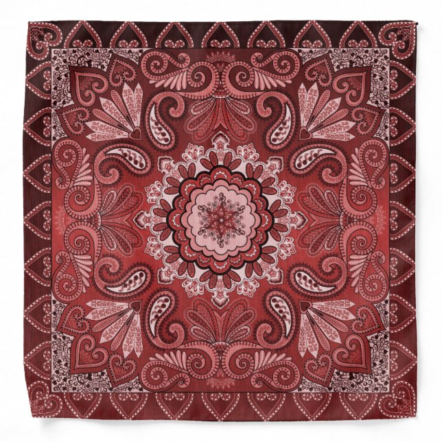 Red and Black Paisley  Bandana (Front)