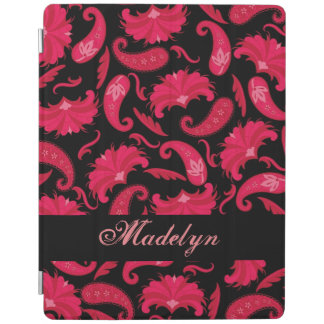 Red and Black Paisley Name Personalized iPad Smart Cover