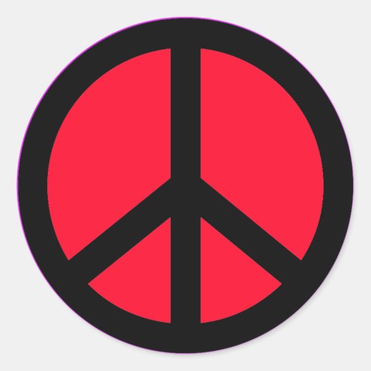 RED AND BLACK PEACE SIGN STICKER | Zazzle.com