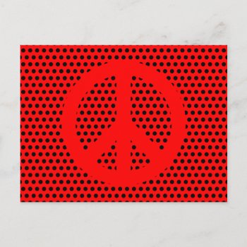 Red And Black Peace Symbol Postcard by peacegifts at Zazzle