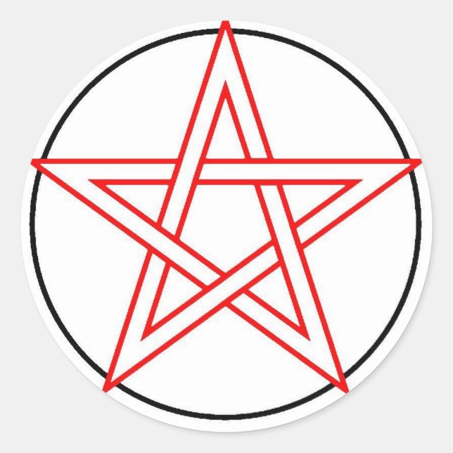 Red and Black Pentacle Classic Round Sticker (Front)