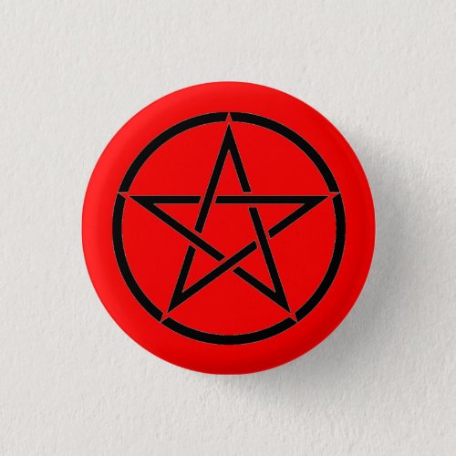 Red and Black Pentacle Pentagram Button Badge