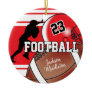 Red and Black Personalize Football Ceramic Ornament