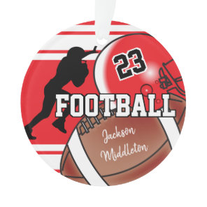 Red and Black Personalize Football Ornament