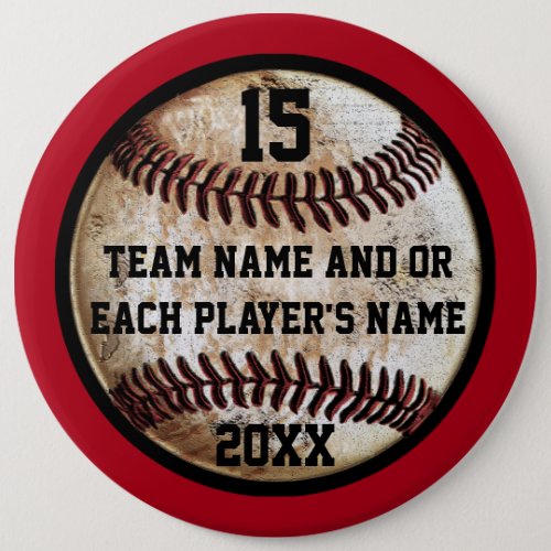 Red and Black Personalized Baseball Pins Buttons