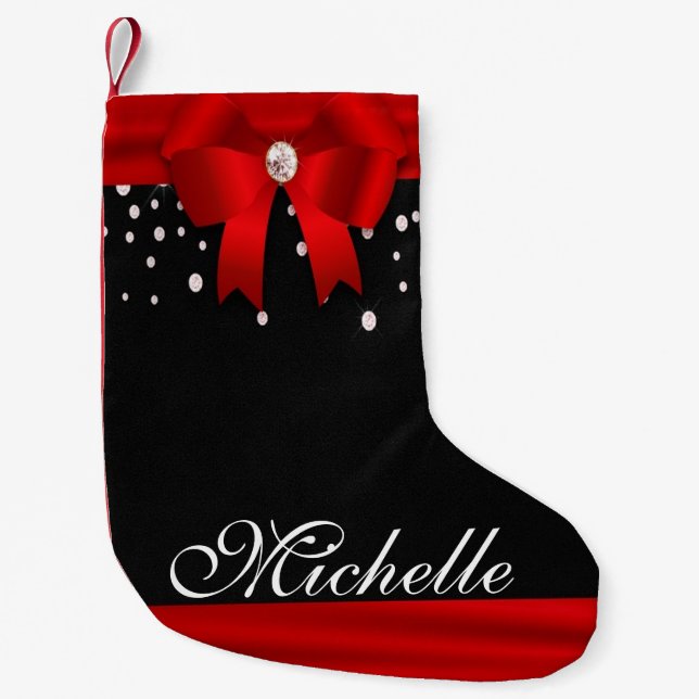 Red and Black Personalized Christmas Small Christmas Stocking (Front)