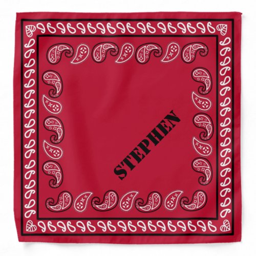 Red and Black Personalized Classic Paisley Bandana